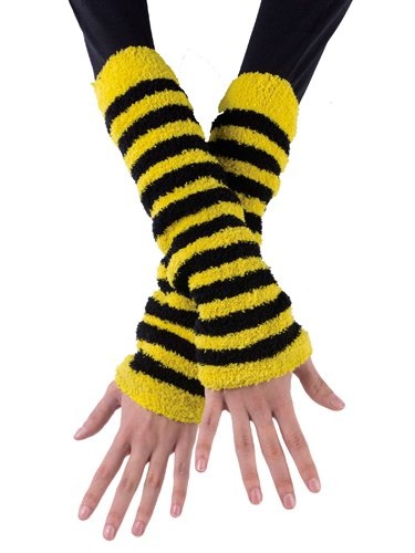 Fun World Bee Costume Accessory Fuzzy Black Yellow Striped Arm Leg Warmers