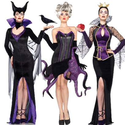 Cartoon Villain Costumes Maleficent Ursula Evil Queen 
